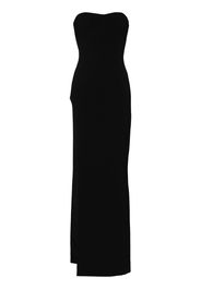 high-slit strapless tube gown