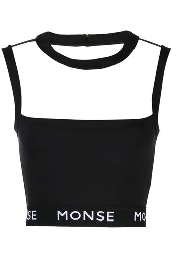 Monse logo-print panelled crop top - Nero