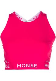 Monse logo-print halterneck sports top - Rosa