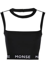 Monse logo-print panelled crop top - Nero