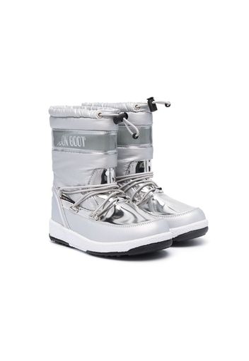 metallic snow lace-up boots