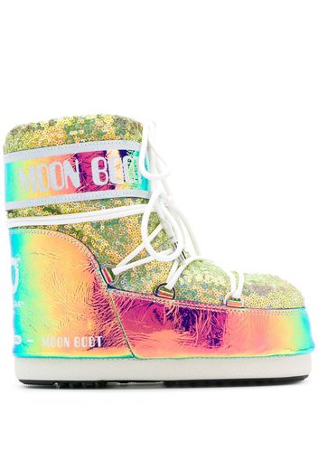 oil slick-effect snow boots