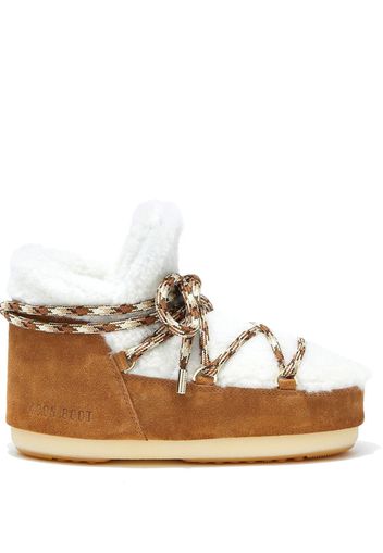 Moon Boot Stivali stringati in shearling - Marrone