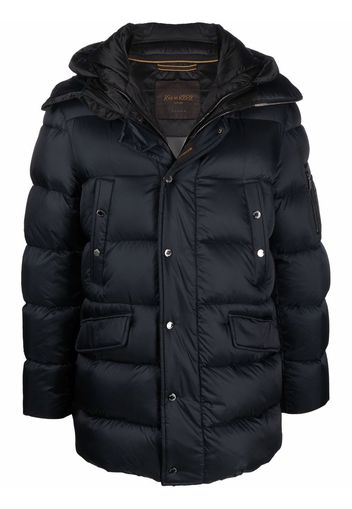 Moorer hooded zip-up padded coat - Blu