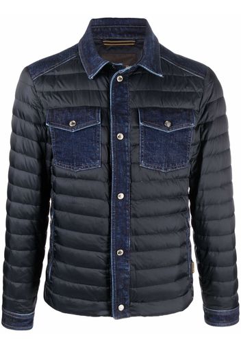 Moorer denim-detail padded jacket - Blu