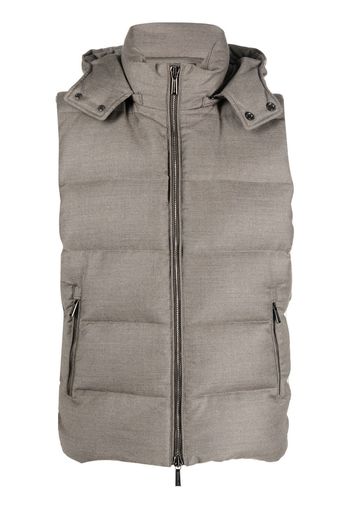 Moorer hooded sleeveless padded gilet - Toni neutri