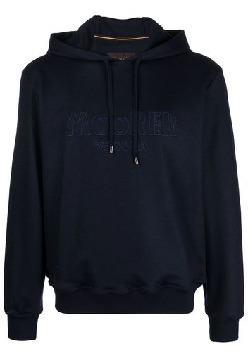 Moorer embroidered-logo hoodie - Blu