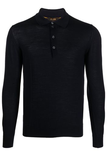 Moorer long-sleeve wool polo shirt - Blu