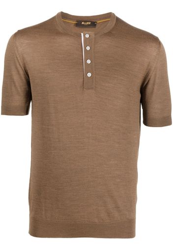 Moorer virgin wool Henley T-shirt - Marrone