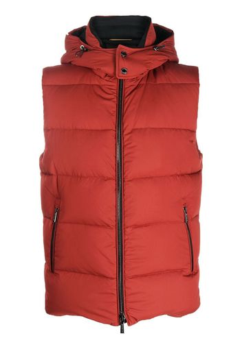 Moorer padded zip up gilet - Rosso