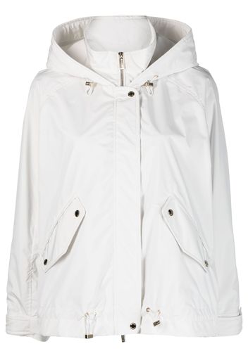 Moorer hooded z ip-up coat - Bianco