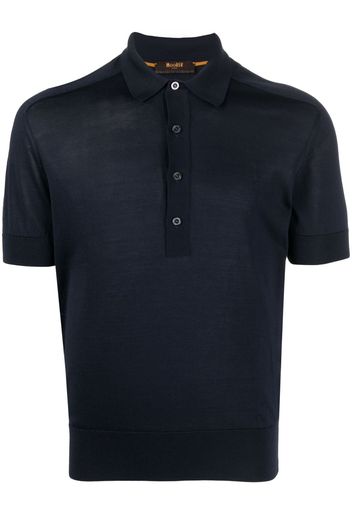 Moorer semi-sheer silk polo shirt - Blu