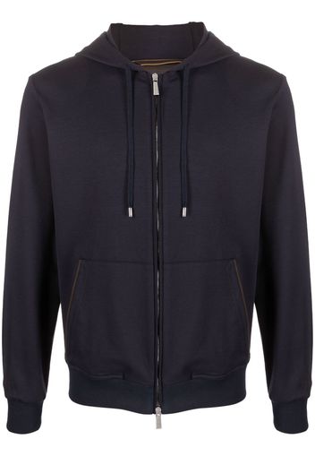 Moorer drawstring zip-up hoodie - Blu