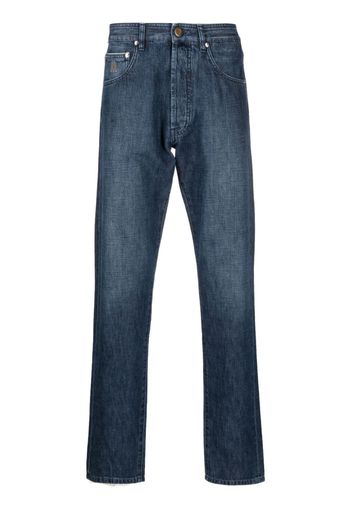 Moorer embroidered-logo straight-leg jeans - Blu