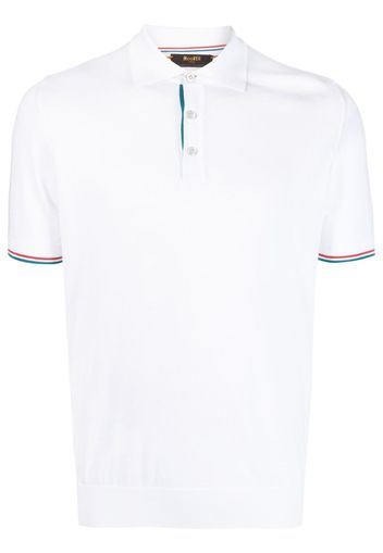 Moorer piqué stripe-trim polo shirt - Bianco