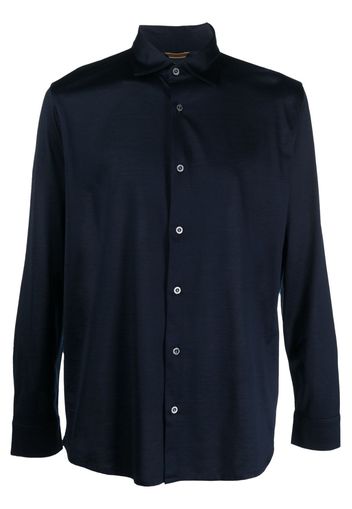 Moorer long-sleeve satin cotton shirt - Blu