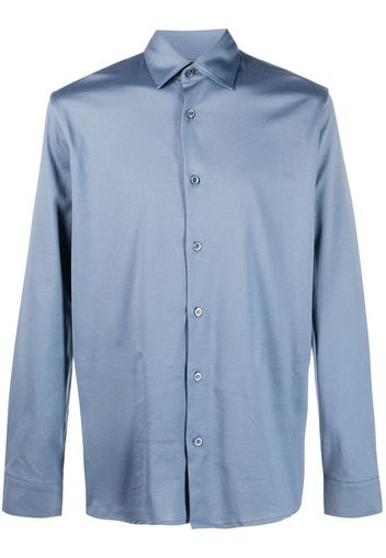 Moorer long-sleeve satin cotton shirt - Blu