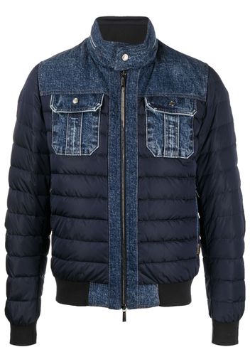 Moorer high-neck panelled padded jacket - Blu