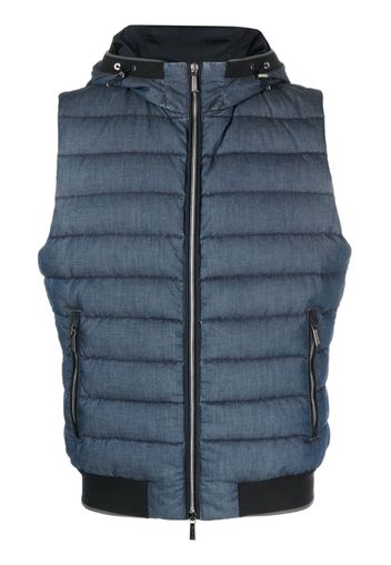 Moorer down-feather padded hooded gilet - Blu