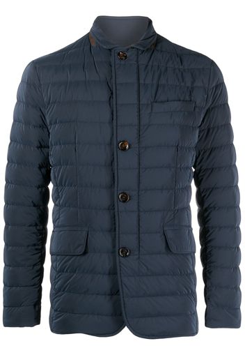 Moorer quilted-finish buttoned-up coat - Blu