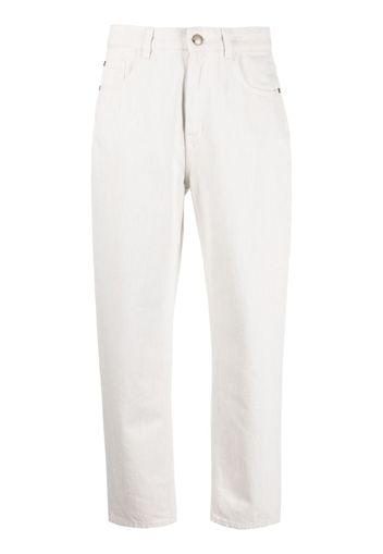 Moorer mid-rise cotton cropped trousers - Bianco