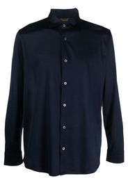 Moorer long-sleeve satin cotton shirt - Blu