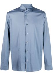 Moorer long-sleeve satin cotton shirt - Blu