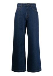 Moorer logo-patch wide-leg jeans - Blu