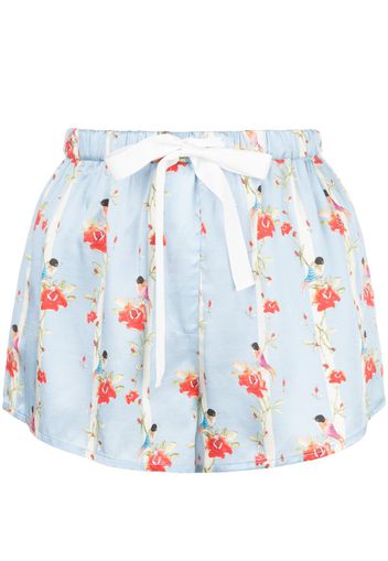 Martine floral-print silk shorts