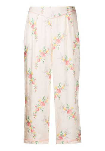 Morgan Lane Ines flora-print cropped trousers - Rosa