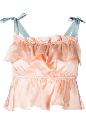 Morgan Lane Cici ruffled-trim cropped top - Rosa