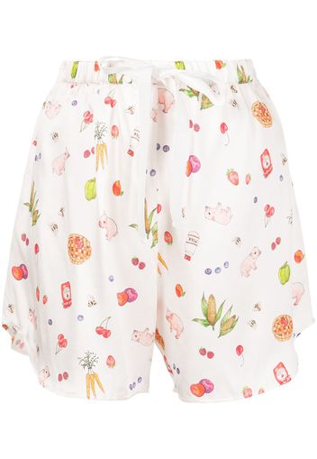 Morgan Lane Shorts Bea Cherry Tree Farm con stampa - Bianco