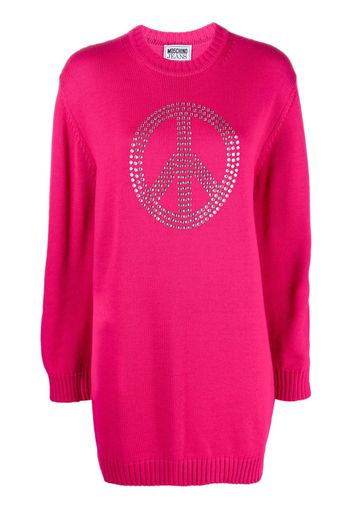 MOSCHINO JEANS studded peace-sign wool-blend jumper - Rosa
