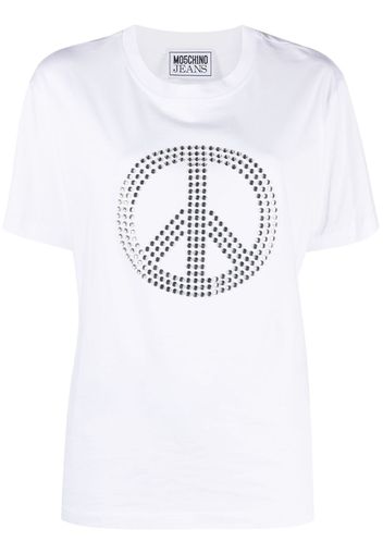 MOSCHINO JEANS crystal-embellished cotton T-shirt - Bianco