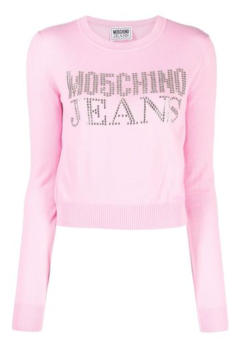 MOSCHINO JEANS Felpa con decorazione di cristalli - Rosa