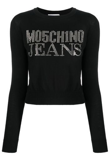 MOSCHINO JEANS rhinestone-embellished wool-blend jumper - Nero