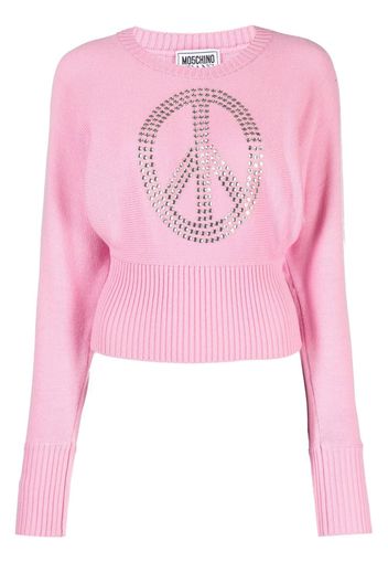 MOSCHINO JEANS rhinestone-embellished fine-knit jumper - Rosa