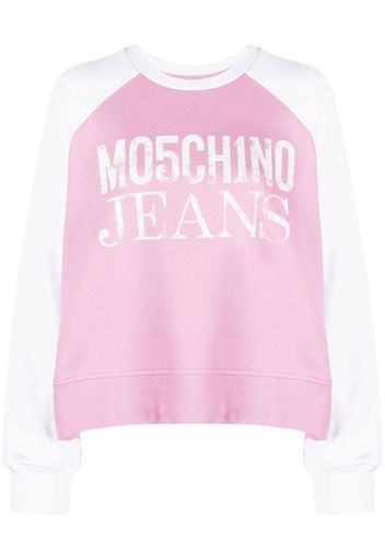 MOSCHINO JEANS logo-print cotton sweatshirt - Rosa