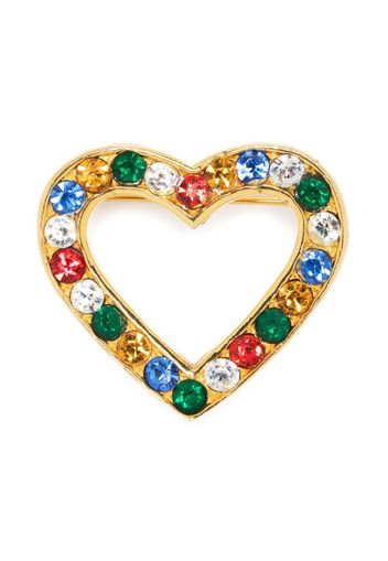 Moschino Pre-Owned 1980s rhinestone-embellished heart brooch - Oro