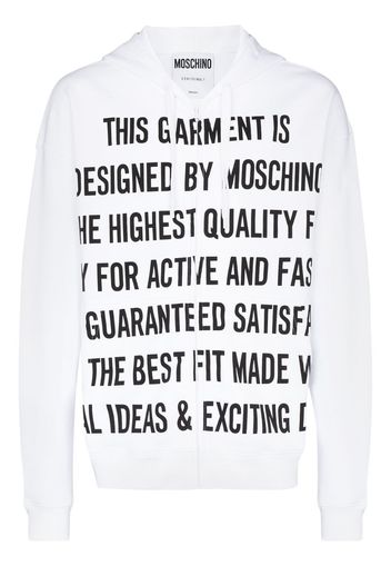 slogan-print zip-front hoodie