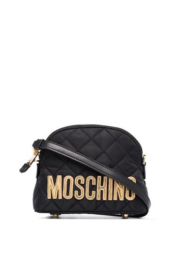 Moschino logo-embroidered quilted shoulder bag - Nero