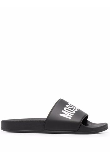 Moschino Kids Sandali slides con stampa - Nero