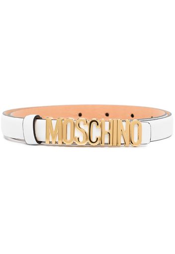 Moschino logo plaque slim belt - Bianco