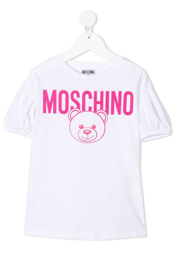 teddy bear-print short-sleeved T-shirt