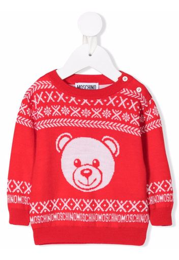 Moschino Kids Maglione con ricamo - Rosso