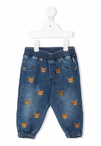 Moschino Kids embroidered Teddy Bear jeans - Blu