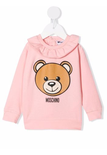 Moschino Kids logo bear print top - Rosa