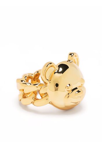 Moschino teddy bear-detail chain-link ring - Oro