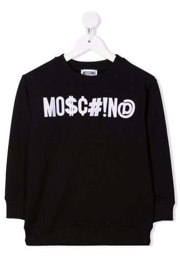 Moschino Kids logo-print stretch-cotton sweatshirt - Nero