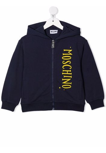 Moschino Kids logo-print zip-up hoodie - Blu